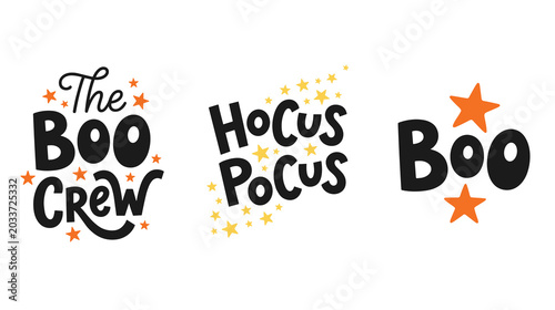 Photos Halloween typography phrases the boo crew hocus pocus boo.