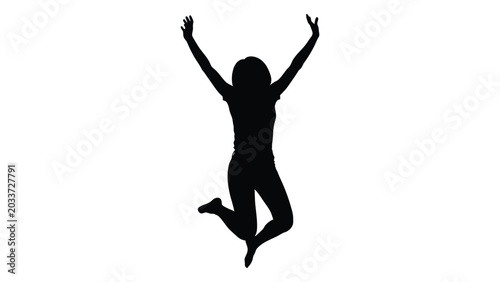 Valokuva Jumping person silhouette against a white background a simple black shape on whi