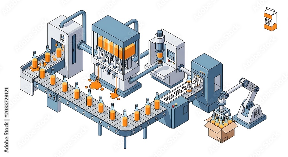 Fototapeta premium Industrial robotic assembly line with automated machinery.