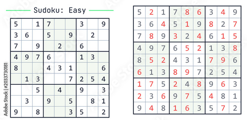 Sudoku puzzle grid with numbers and solutions on white background  
