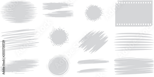 Fotografie Set of vector grunge frames and papers with colorful round labels, stickers, and