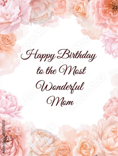 Delicate flowers frame a warm birthday greeting, perfect for honoring a special mom on her day