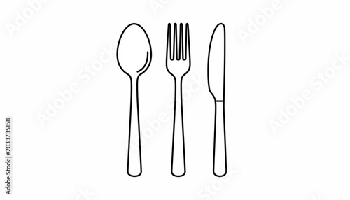 Minimalist cutlery icons, silverware set, utensil line art, dining tools, flatware