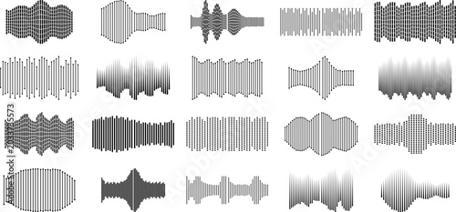Bilde på lerret Abstract sound wave collection with 20 digital audio frequency icons in vector format
