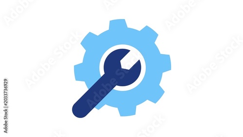 Animated spinning cogwheel and wrench tool icon