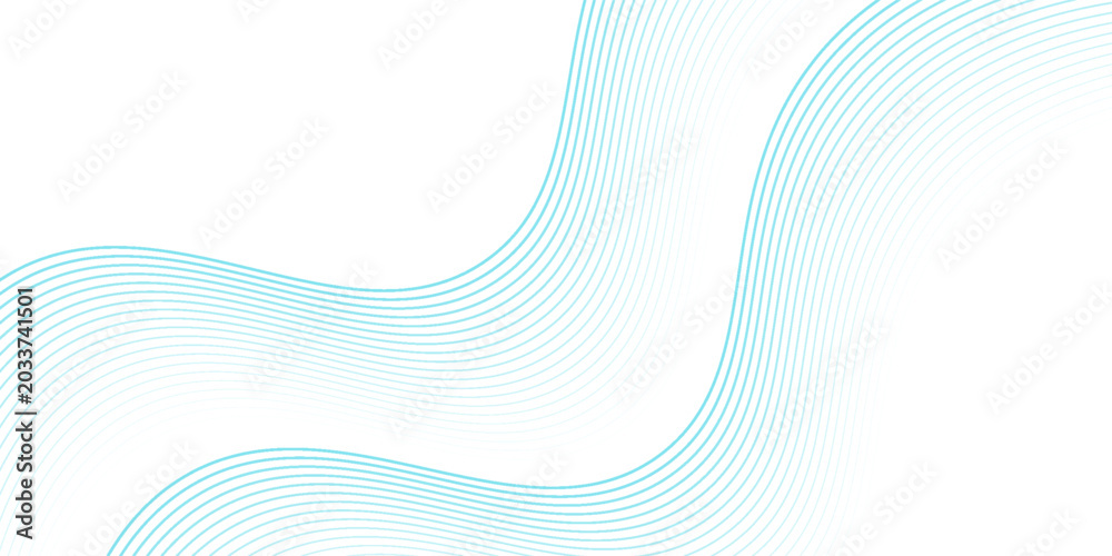 Fototapeta premium Abstract blue smooth waves on white background.Vector illustration.
