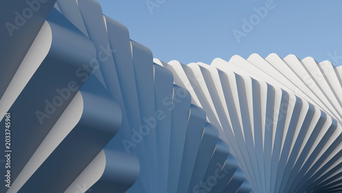 Tableau sur toile Abstract 3D blue and white architectural pattern background