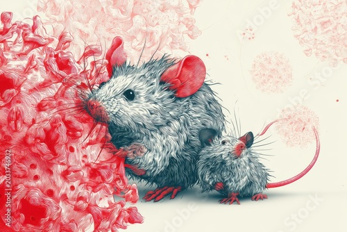 Medical illustration of hantavirus with mice as disease