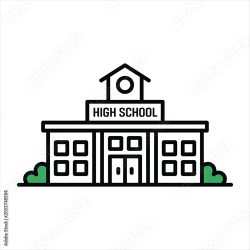 Tableau sur toile High School Building Icon Vector Illustration for Education and Academic Design