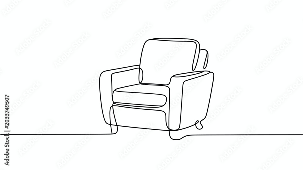 Fototapeta premium Minimalist armchair one line drawing design element with continuous line