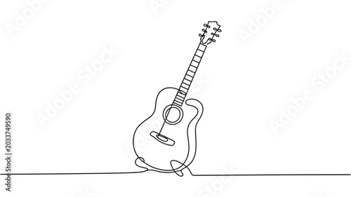 Photos Acoustic guitar standing vertically one line art minimalist style
