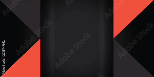 Slika na platnu Minimal Geometric Composition Black Rectangle Red Triangles.