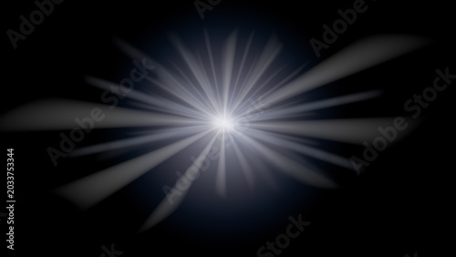 Billede på lærred Bright flare overlay sun light len effect on black background