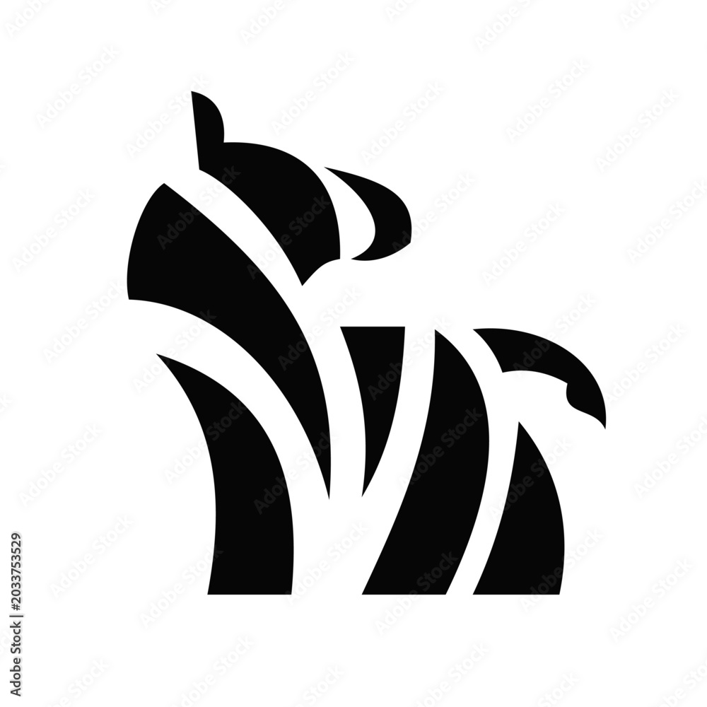 Obraz premium Stylized Black and White Zebra Logo Icon Graphic Illustration