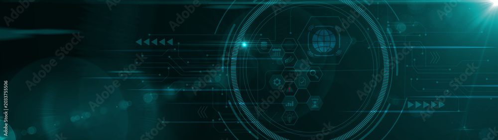 Obraz premium Telecommunications: Digital interface off inspiration bright idea and creative thinking energetic on digital network connectivity, communication. Motion graphics of network concept