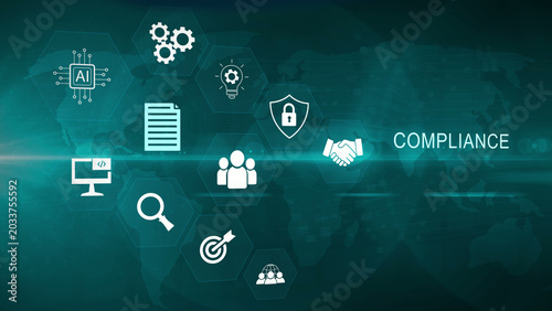 Photos Compliance, Regulatory Standards, Risk Mitigation, compliance-related text on th