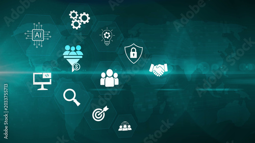 Quadro su tela Lead Generation: Digital business virtual interface panel of digital device on g
