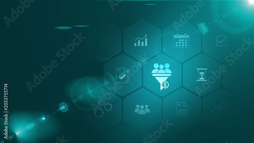 Photos Lead Generation: Digital business virtual interface panel of digital device on g