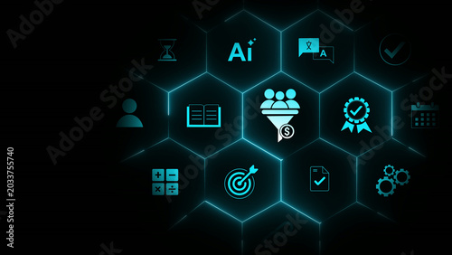 Quadro su tela Lead Generation: Digital business virtual interface panel of digital device on g