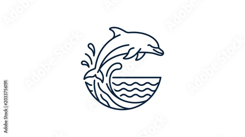 Foto Dolphin jumping out of water circle.