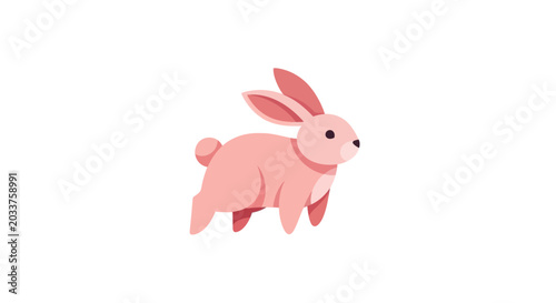 Foto Cute Pink Cartoon Rabbit Character.