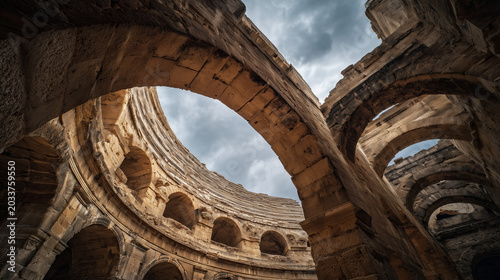 ローマ風円形劇場の壮大なアーチ構造 / Grand Arches of a Roman-Style Amphitheater