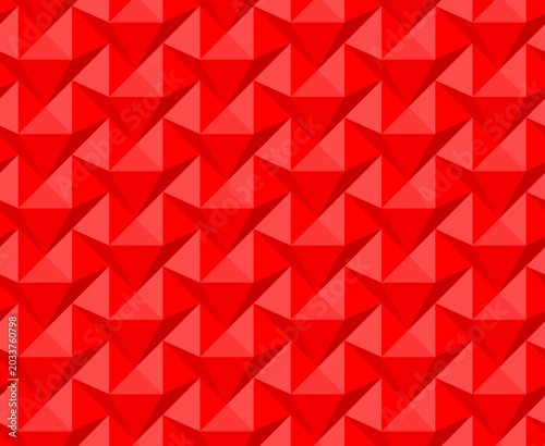 Seamless red background with geometric hearts. 
