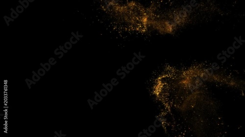 Two Golden Particles Flow, Gold Sand Stream Looped Alpha Background