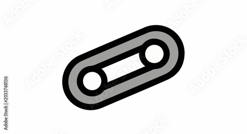 A graphic icon resembling a chain link with gray and black outline