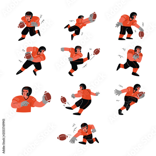 Dynamic American Football Player Action Illustration