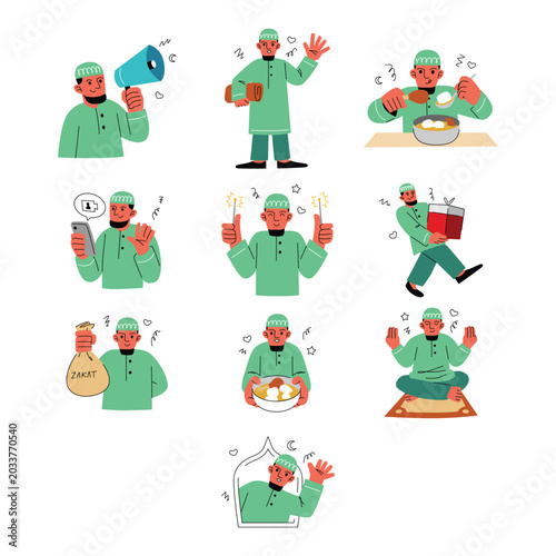 Ramadan Eid Muslim Man Illustration Collection