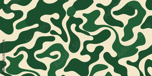 A close-up view of a green and beige camouflage pattern