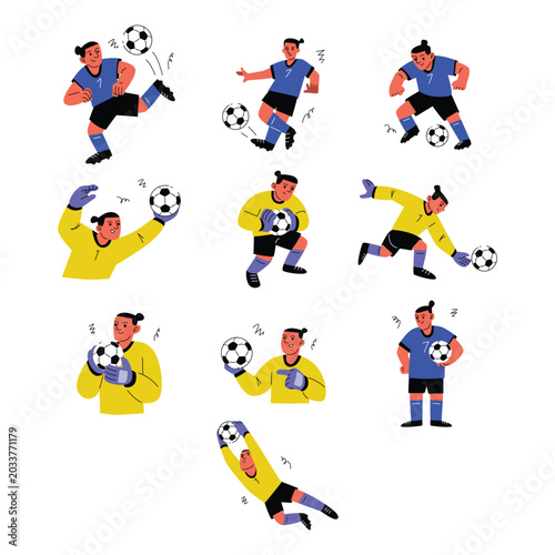 Football Player And Goalkeeper Illustration Collection