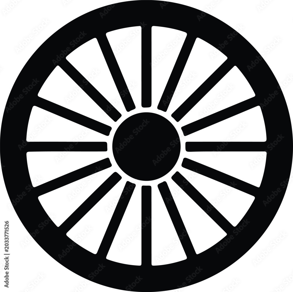 Fototapeta premium Silhouette vector old wooden carriage wheel isolated on white background design