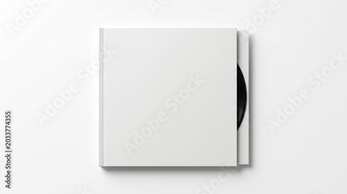 Vinyl record cover mockup isolated on a clean white background, minimal square packaging template for music branding, album presentation, retail and editorial design, crisp edges, realistic material