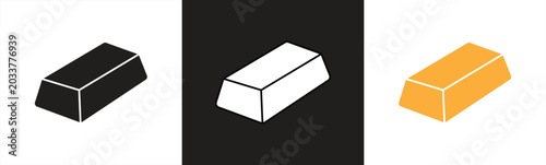 Foto Gold icon set in various styles: shiny, flat, silhouette, and outline