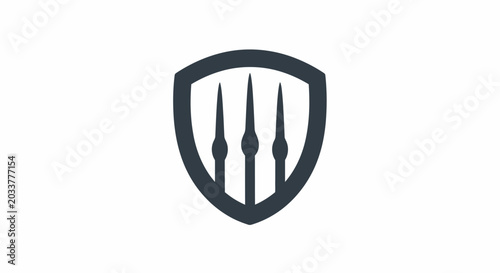 Obraz na płótnie Shield with three prongs logo symbol.
