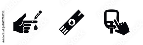 Foto Diabetes Blood Glucose Testing Icons Set