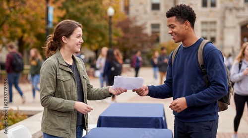 Student engagement event campus interaction autumn eye-level community involvement