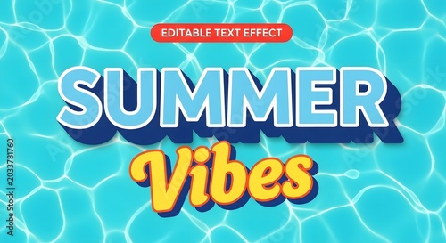 Summer vibes editable text effect with water background