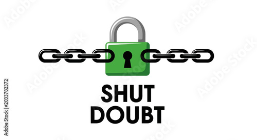 Foto Green padlock with chain, shut doubt concept, security and motivation