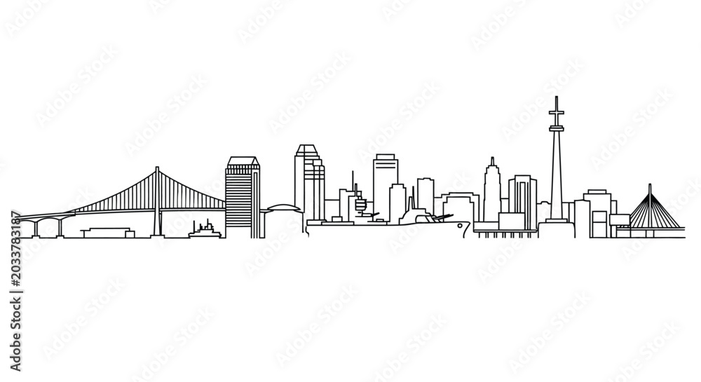 Fototapeta premium Skyline silhouette illustration on white background high quality