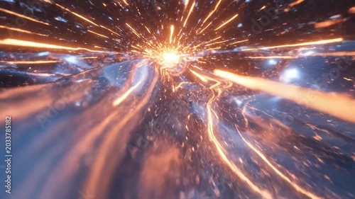 Abstract flowing lines with glowing particles in a futuristic digital design