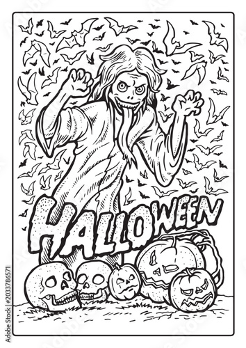 Photos Scary Halloween Pictures for coloring page