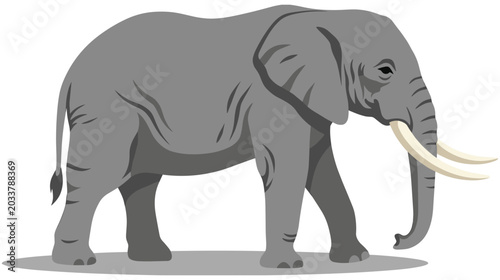 Canvastavla African elephant walking side view cartoon drawing.