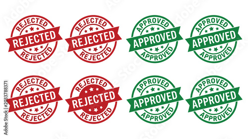 Fotografie Stamps with approved and rejected text labels set.