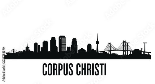 Corpus Christi skyline silhouette against a white background high quality professional
