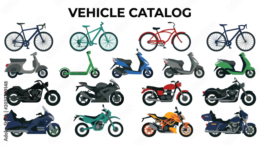 Fototapeta premium Vehicle catalog with diverse types.