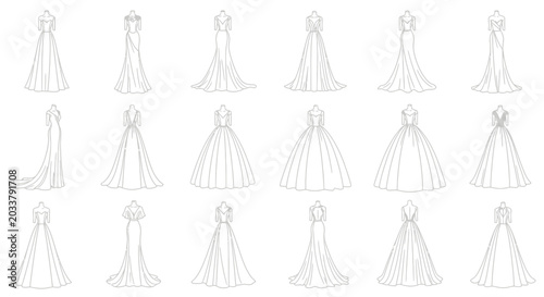 Canvas Print Collection of various wedding dress designs.