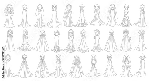 Bild auf Leinwand Collection of various wedding dresses.